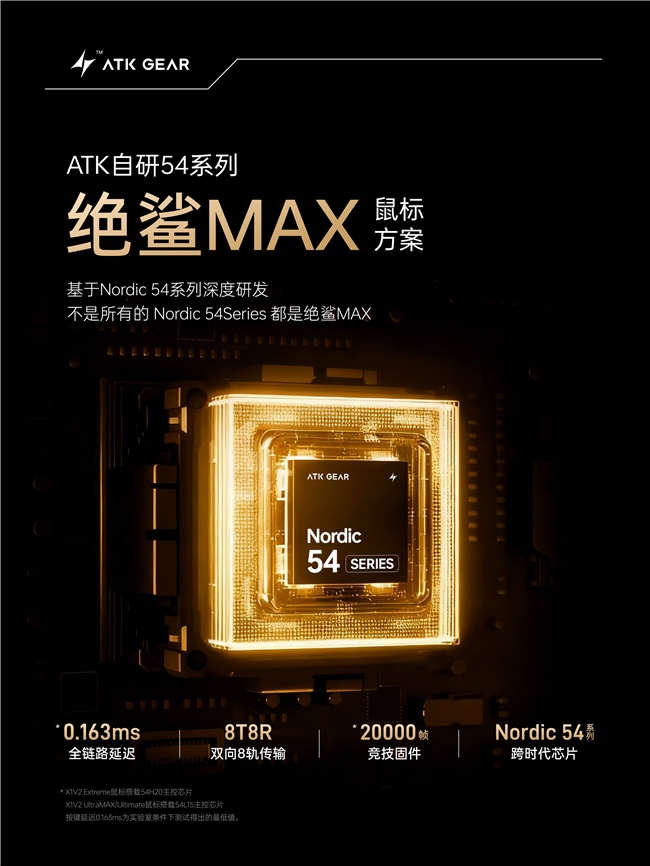 性能跃迁！全新自研54系列绝鲨MAX方案 ATK 烈空X1 V2鼠标 焕芯登场！