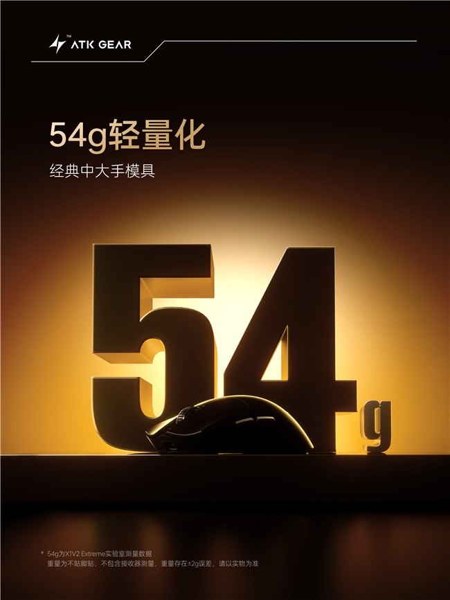 性能跃迁！全新自研54系列绝鲨MAX方案 ATK 烈空X1 V2鼠标 焕芯登场！