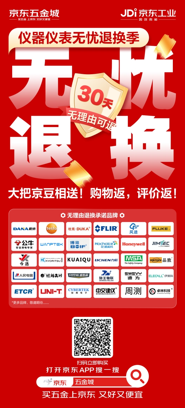 京东五金城推出仪器仪表30天无理由退货服务 精准破解企业采购痛点