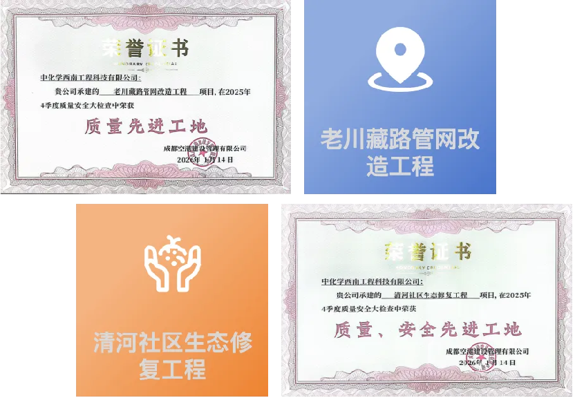 中国化学工程西南公司成都区域市政两项目荣登安全质量“红榜”