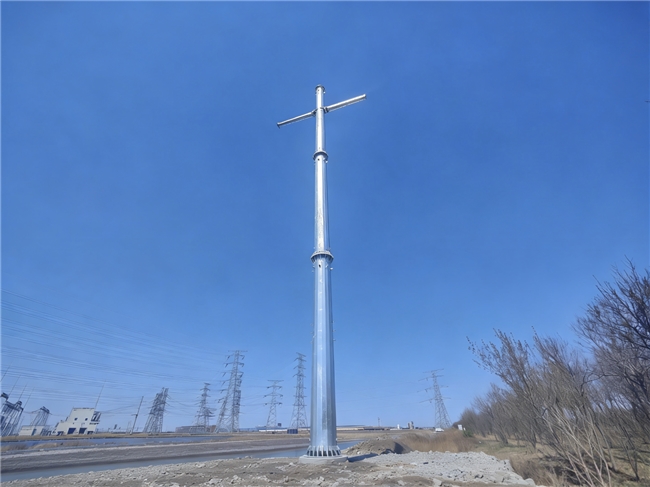 港城产业园区东区220kV输变电站架空线路第一杆成功组立