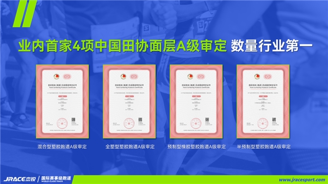 杰锐4款跑道产品获田协A级审定，数量居行业首位