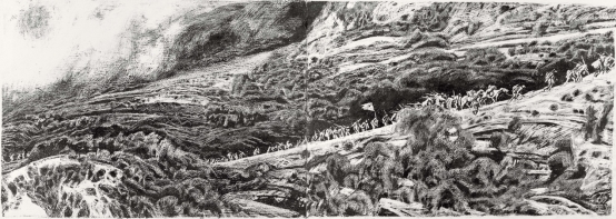 原稿珍赏！沈尧伊《地球的红飘带》原画参展信仰长歌作品展
