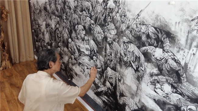 康移风《湘江血战》将在“信仰长歌——纪念红军长征胜利90周年暨弘扬长征精神作品展”展出