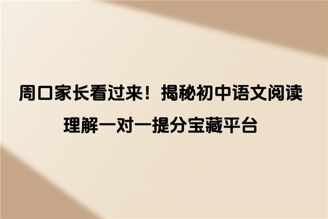 周口家长看过来！揭秘初中语文阅读理解一对一提分宝藏平台