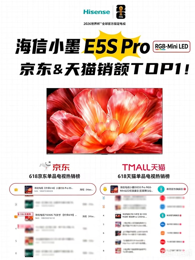 618电视首选！海信百吋小墨E5S Pro登顶热销榜换新爆款