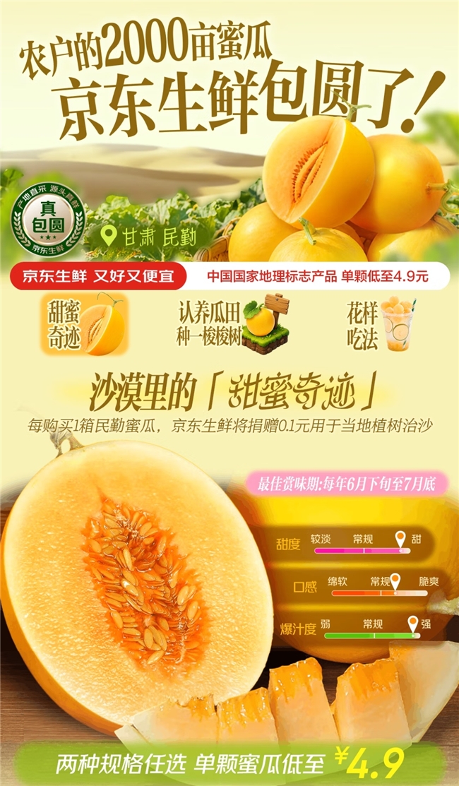 我在沙漠种下一块瓜田：京东生鲜推出“认养一亩瓜田”，24小时慢直播陪你“云养瓜”