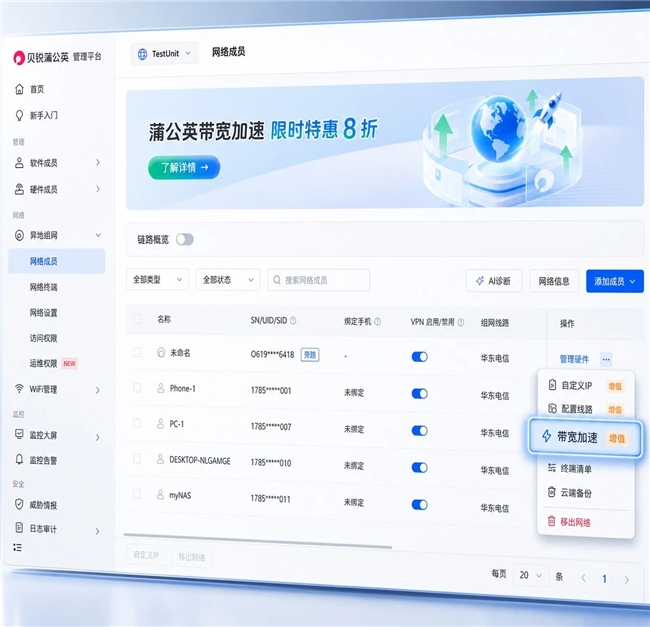 跨地区网络拥堵?贝锐蒲公英一招教你定向提升组网带宽!