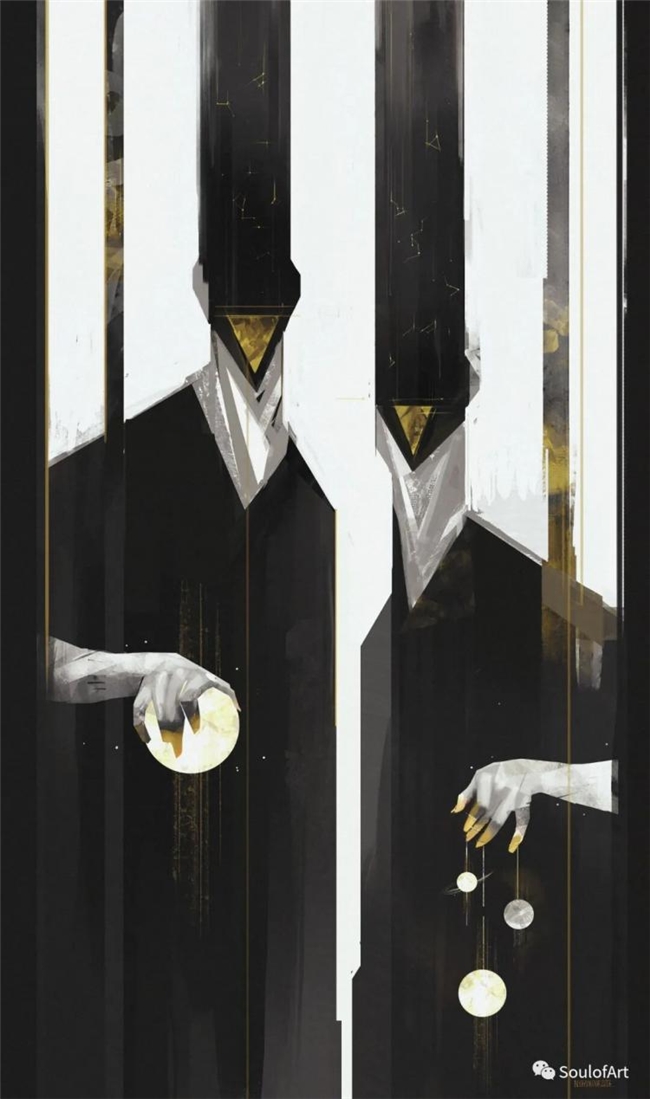平面几何 + 油画笔触，拆解波兰画师黑金神秘风创作逻辑