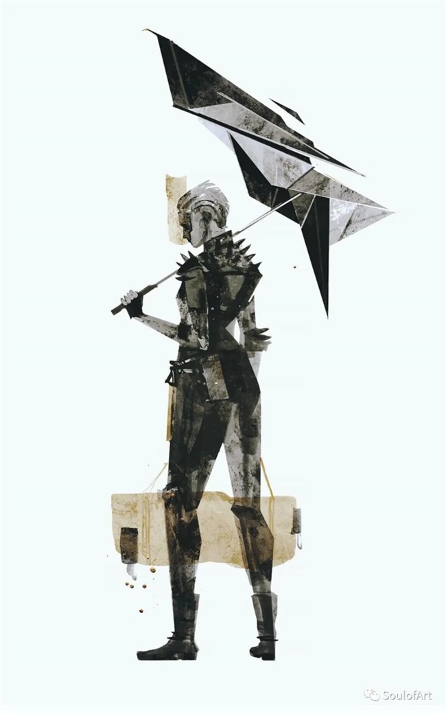 平面几何 + 油画笔触，拆解波兰画师黑金神秘风创作逻辑