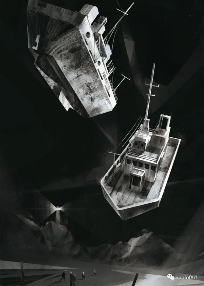 平面几何 + 油画笔触，拆解波兰画师黑金神秘风创作逻辑