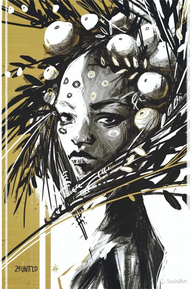 平面几何 + 油画笔触，拆解波兰画师黑金神秘风创作逻辑