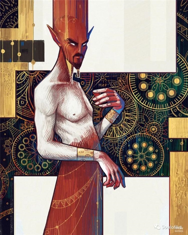 平面几何 + 油画笔触，拆解波兰画师黑金神秘风创作逻辑